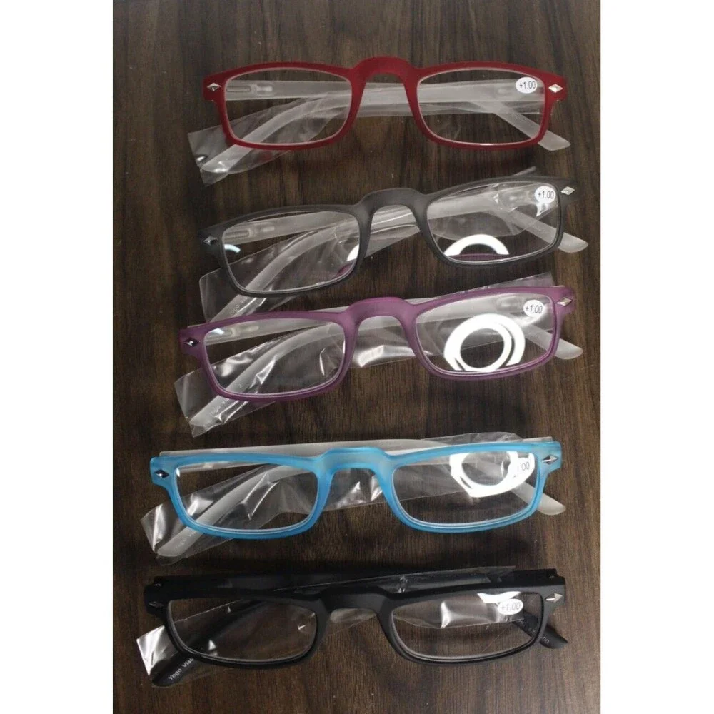 Yogo Vision 5-Pack Reading Glasses Men Women Lightweight +1.00 Magnification